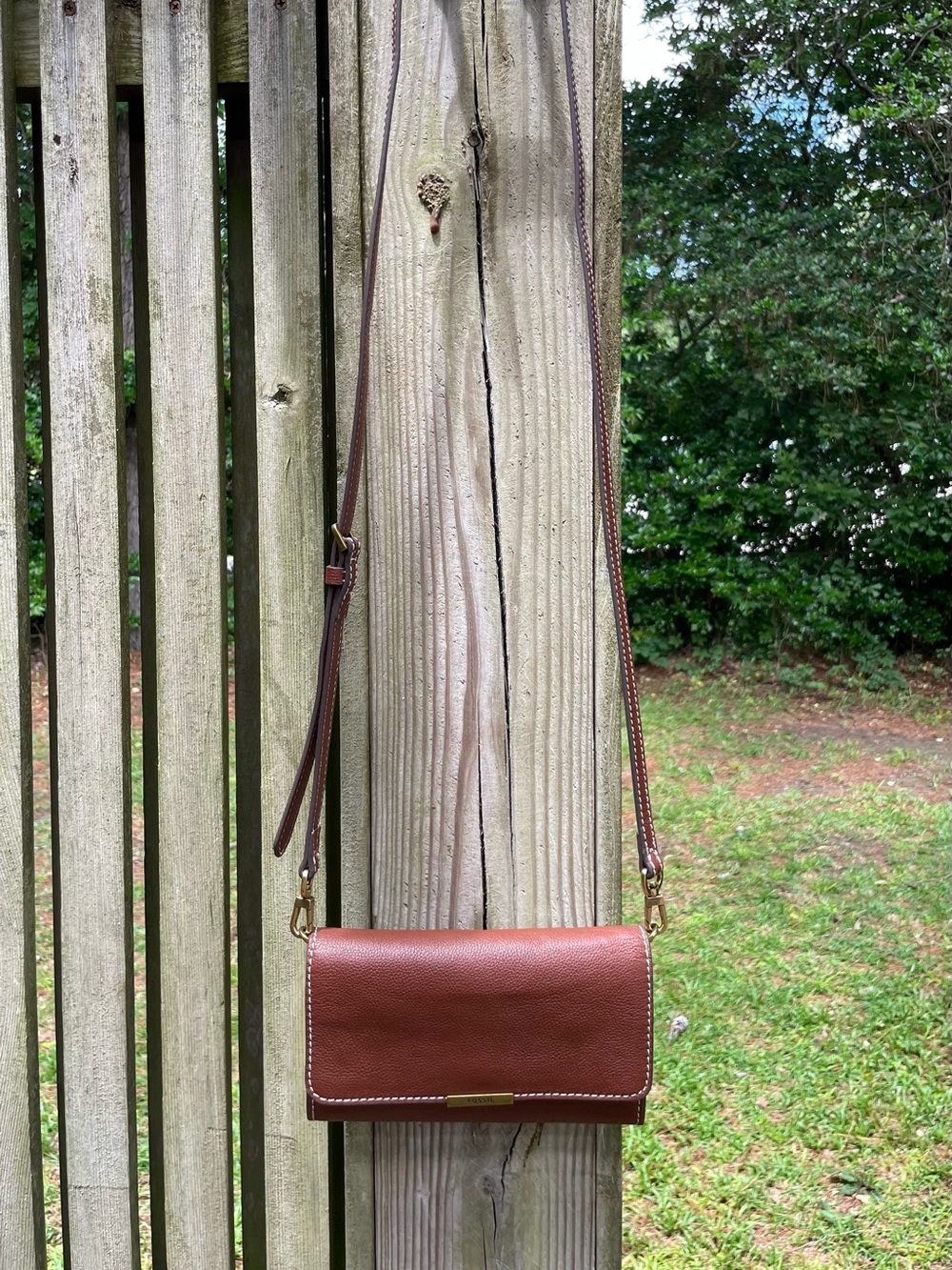 Fossil Brown Leather Crossbody Wallet